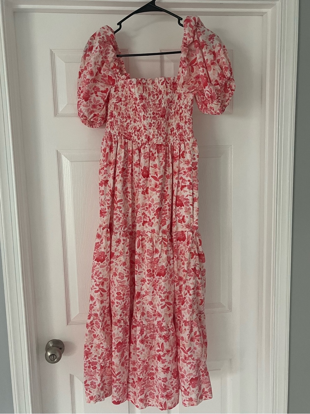 Abercrombie Pink Floral Puff Sleeve midi
